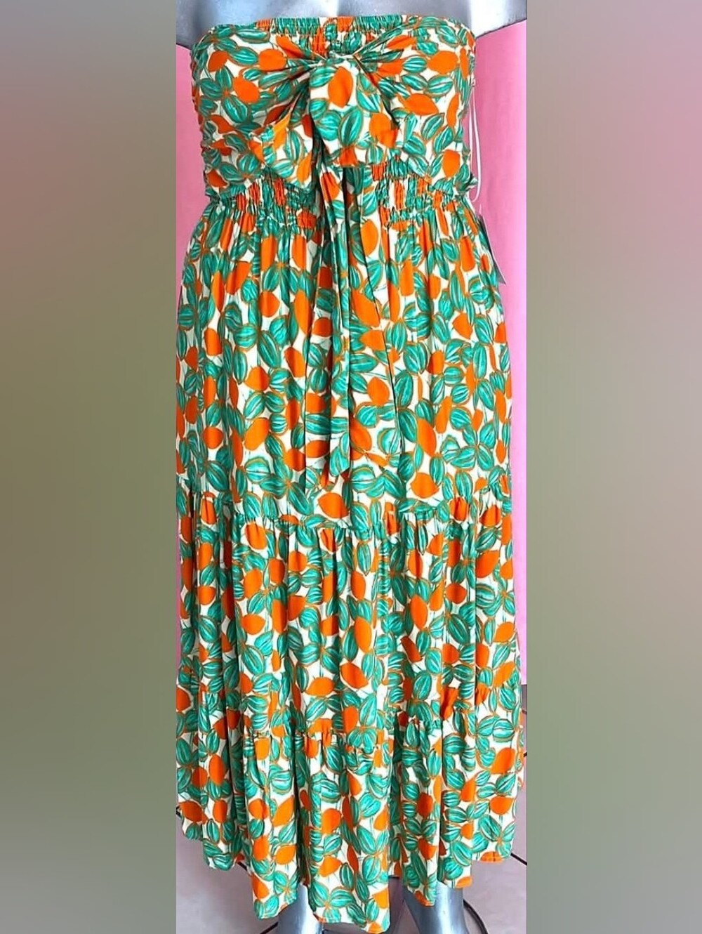 NWT Davi & Dani Tropical Multi-Way Smocked Maxi Dress w/ Pockets - Plus Size 2XL